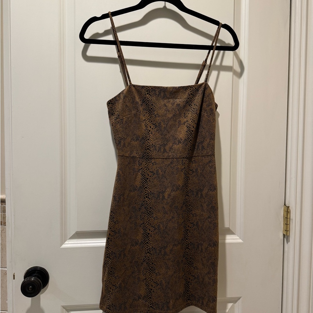 Aqua Brown Snake Print Mini Dress